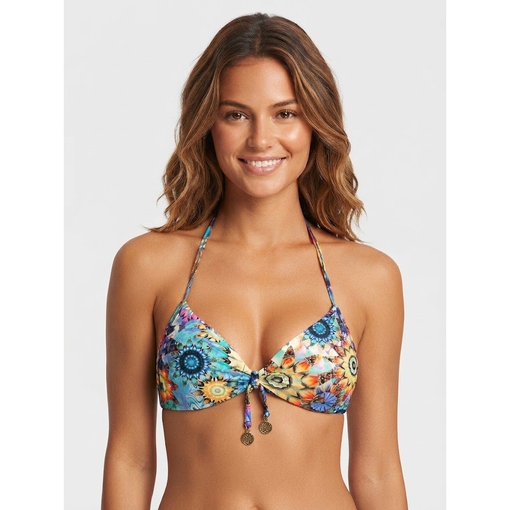Luxury Swim Luli Fama Bikini Top Womens XS Multicolor Excellent Mandala Triangle